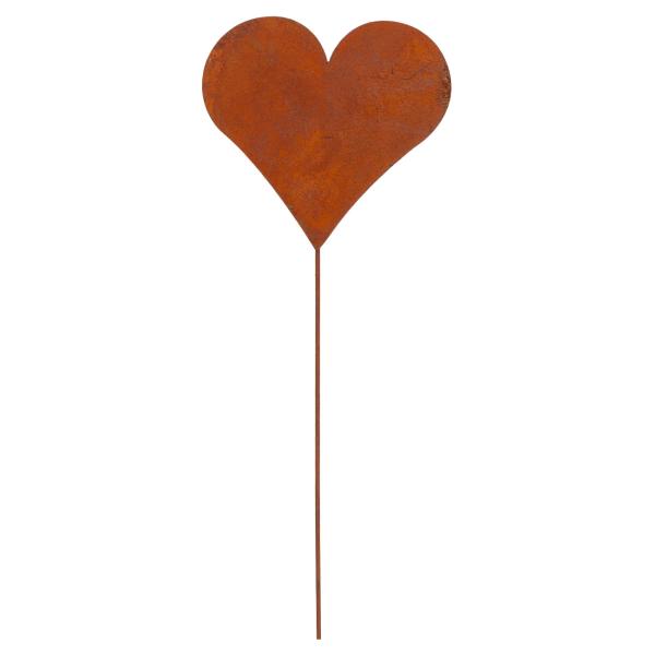 Gartenstecker Herz Rostoptik aus Zink – Dekoration für Garten Beete Blumenkästen Balkon – Landhaus-Look mit Erdspiess – 15x42cm