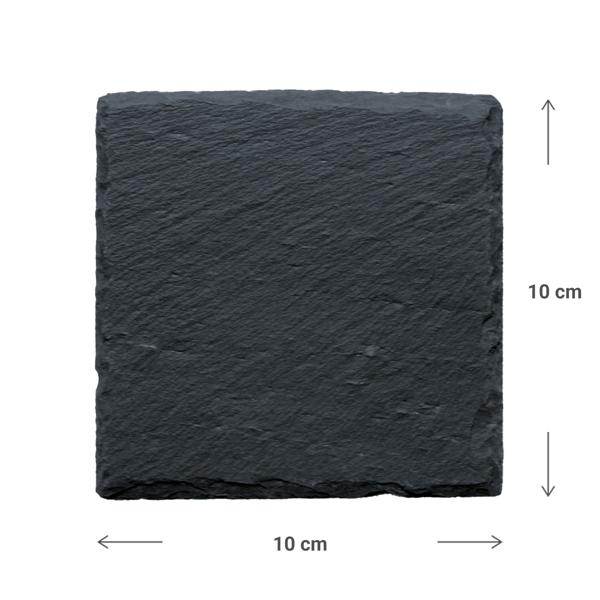 8er-Set Schiefer-Untersetzer - Edle, quadratische Glasuntersetzer anthrazit - Für Gläser, Tassen, Flaschen - 10x10cm - Robust, stabil, hitzebeständig