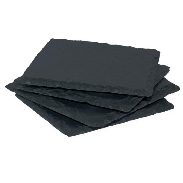 8er-Set Schiefer-Untersetzer - Edle, quadratische Glasuntersetzer anthrazit - Für Gläser, Tassen, Flaschen - 10x10cm - Robust, stabil, hitzebeständig