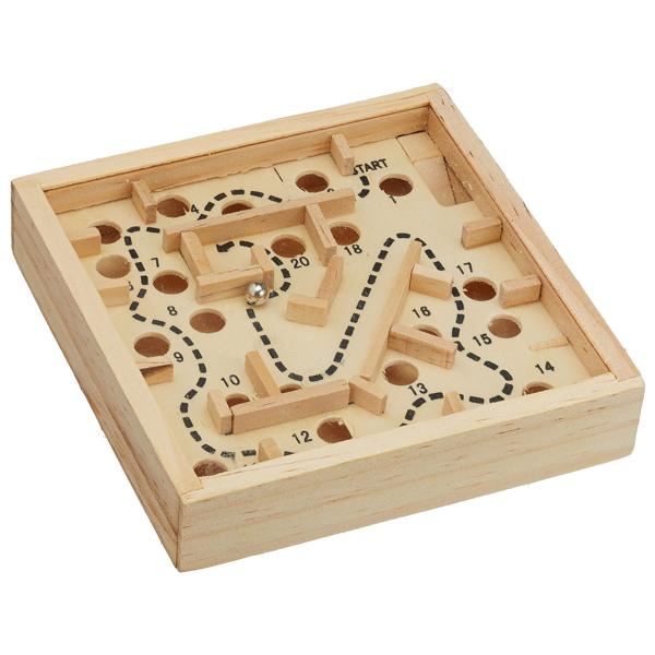 Kugellabyrinth Holz Geschicklichkeitsspiel - Fördert Koordination & Konzentration für Jung & Alt - Massive Kiefernholz-Verarbeitung - Dekoration - 10x10cm