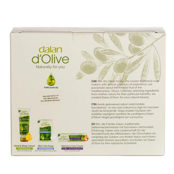 Geschenkset Olive - Intensive Feuchtigkeitspflege für trockene Haut mit ägäischem Olivenöl - Intensivcreme (20ml)-Feuchtigkeitscreme (60ml)-Seife (100g)