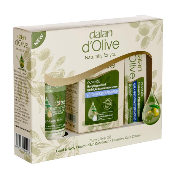 Geschenkset Olive - Intensive Feuchtigkeitspflege für trockene Haut mit ägäischem Olivenöl - Intensivcreme (20ml)-Feuchtigkeitscreme (60ml)-Seife (100g)