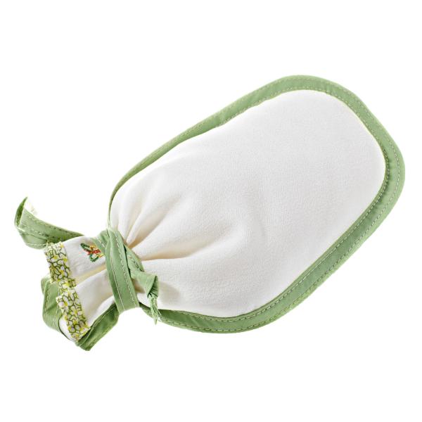 Peelinghandschuh Green Butterfly - sanftes Körperpeeling für Gesicht & Körper - hochwertig, Anti-Cellulite, 40% Viskose, 30% Acetat, 30% Polyester