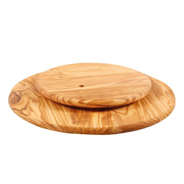 Olivenholz Drehteller Servierplatte - Handarbeit Made in Italy - Ø 31x4cm - Präsentation von Käse Wurst Cupcakes Früchten Snacks