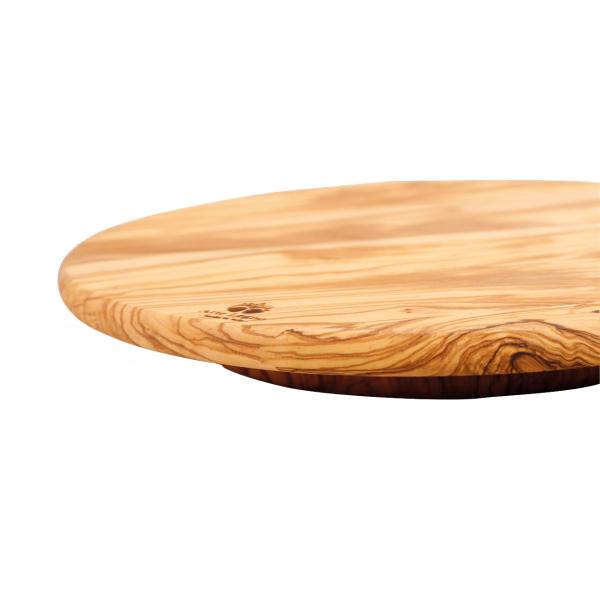 Olivenholz Drehteller Servierplatte - Handarbeit Made in Italy - Ø 31x4cm - Präsentation von Käse Wurst Cupcakes Früchten Snacks