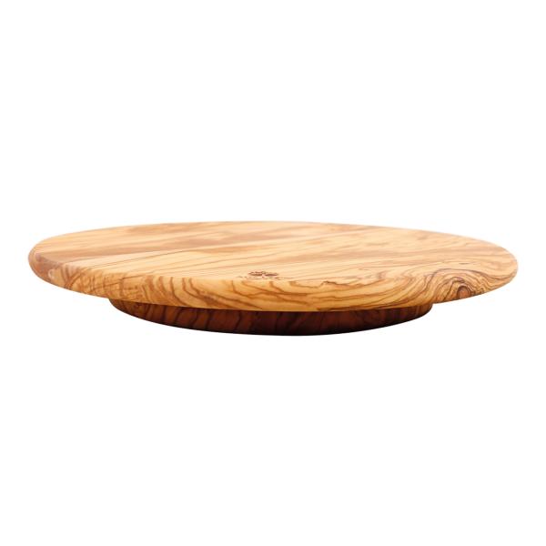 Olivenholz Drehteller Servierplatte - Handarbeit Made in Italy - Ø 31x4cm - Präsentation von Käse Wurst Cupcakes Früchten Snacks