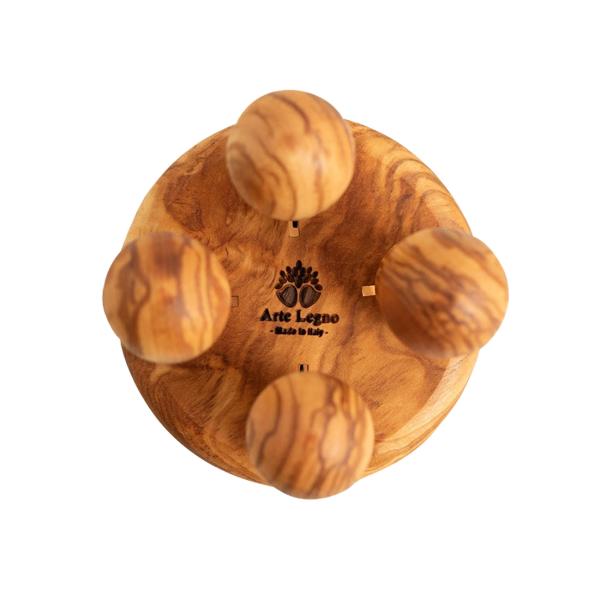 Käsemesser Set 5-teilig aus Olivenholz - Mit dekorativem Ständer für alle Käsesorten - Handgefertigt in Italien - 9x9x16cm - Ideal als Geschenk