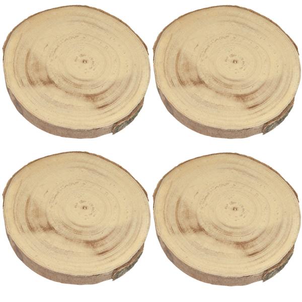 4er-Set Holz Untersetzer – Natur Baumstamm Scheiben Deko rustikal – Unikat mit Naturrand & Maserung – 20x20x2.5cm – Schutz vor Flecken & Kratzern