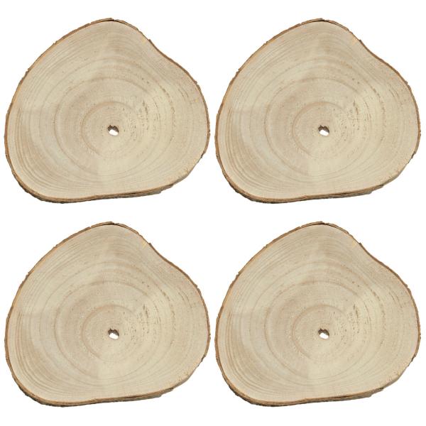 4er-Set Holz Untersetzer – Natur Baumstamm Scheiben Deko rustikal – Unikat mit Naturrand & Maserung – 20x20x2.5cm – Schutz vor Flecken & Kratzern