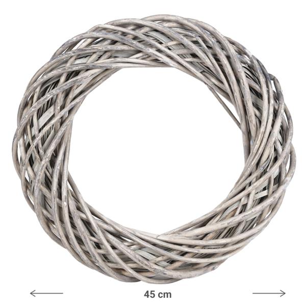 Deko-Weidenkranz aus verflochtenen Ästen - Naturdekoration zum Dekorieren - Vielseitig für Innen & Aussen - Braun, Ø 45x8cm