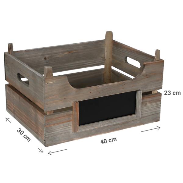 Stapelkiste Holz - Stapelbar mit Beschriftungsfeld - Aufbewahrung & Deko - Grifföffnungen - 40x30x23cm - Kiefer Natur