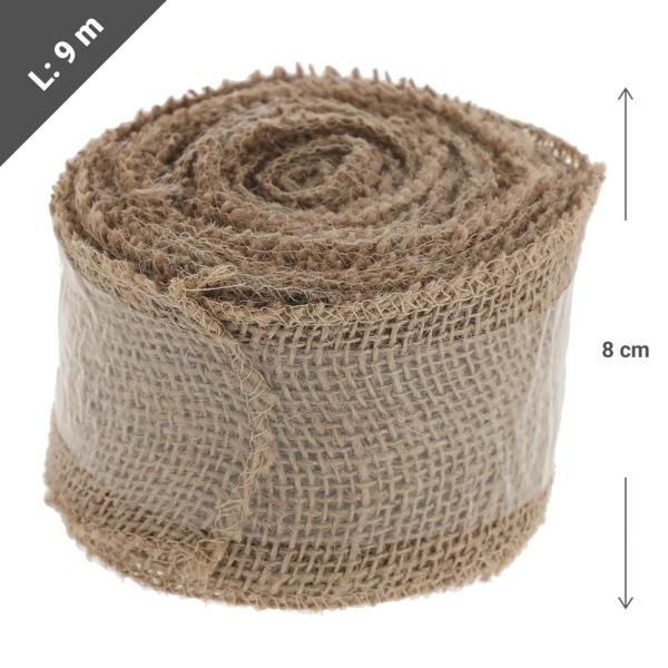Juteband - Vielseitiger Jute-Wickelstreifen zum Basteln, Dekorieren, Befestigen & Pflanzenschutz - Robust & praktisch 8cm x 9m braun