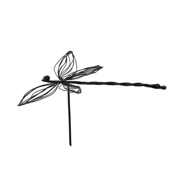 Blumentopfstecker Libelle - Filigrane Gartenstecker aus Eisen für Innen & Aussen - Dekoration für Pflanzenkästen & Beete - 8x19x13cm