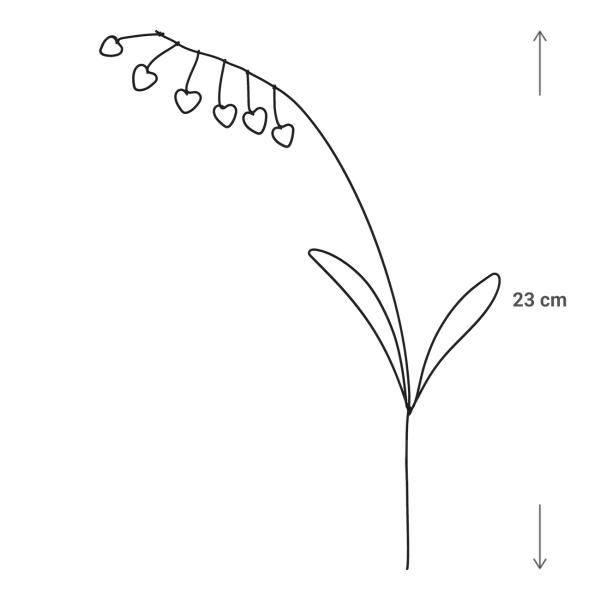 Maiglöckchen Gartenstecker aus Eisen - Filigraner Beetstecker für Pflanzenkästen & Garten Deko - Modern & Robust 23x8x0,2 cm - Mit Erdspiess