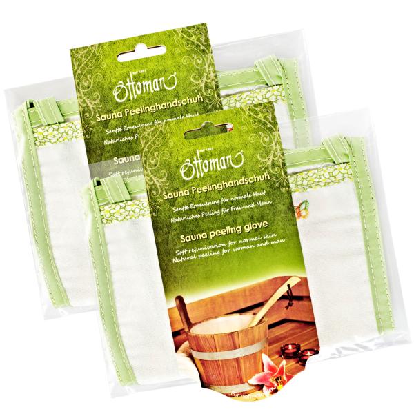 2er-Set Peelinghandschuh Green Butterfly - Sanftes Körperpeeling für Gesicht & Körper - Anti-Cellulite-Effekt - Schadstofffrei & hautfreundlich - Weiss/Grün