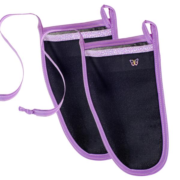 2er-Set Peelinghandschuh Black Butterfly - Sanftes Körperpeeling für Gesicht & Körper - Anti-Cellulite-Effekt - Schadstofffrei & hautfreundlich - Schwarz/Lila