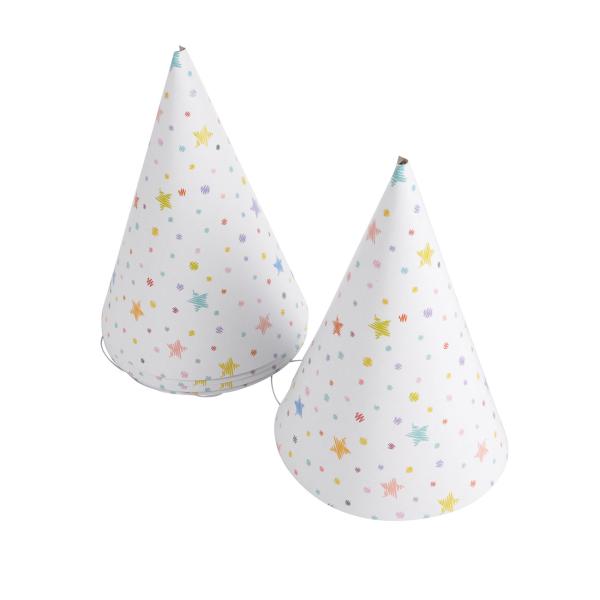 6er-Set Party Hüte Kegel, Geburtstagsfeier Hüte mit Gummiband, je 10,5 x 16,7 cm