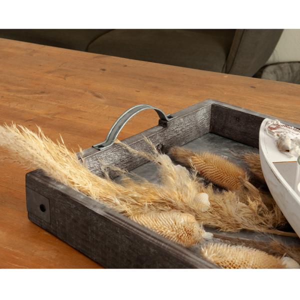 Teelichthalter Boot Holz Maritim - 3 Teelichtgläser Muscheln Seestern - Weiss Braun Glas MDF 40x10x8cm - Wohnzimmer Bad Deko