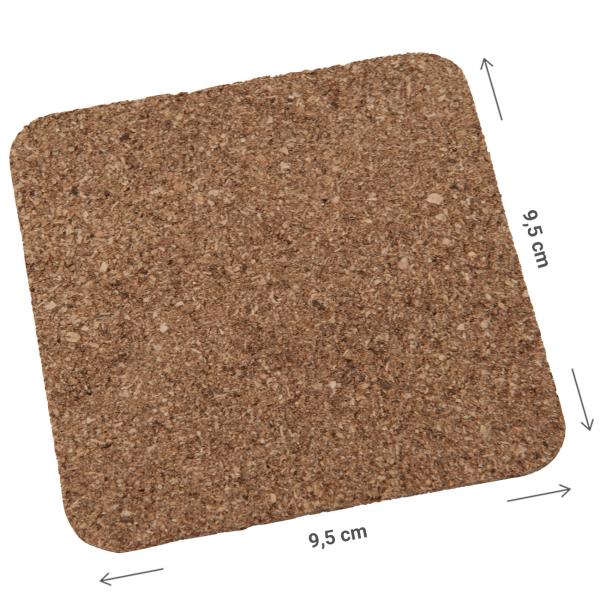6er-Set Kork Untersetzer - Quadratische Glasuntersetzer - Natur-Design schützt Tische vor Flecken & Kratzern - Individualisierbar - Braun 9,5x9,5cm
