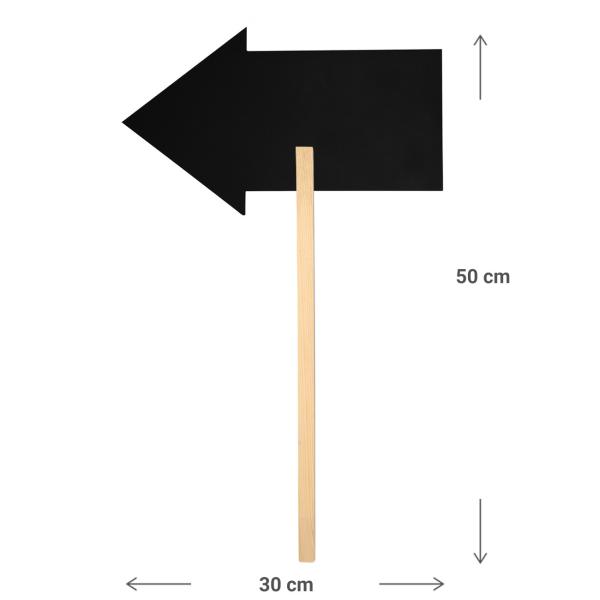 Kreidetafel Pfeil 50x30cm aus Holz - Wiederverwendbares Gartenschild für Kräutergarten Pflanzenkästen - Beschriftbar mit Kreide - Braun/Schwarz Deko