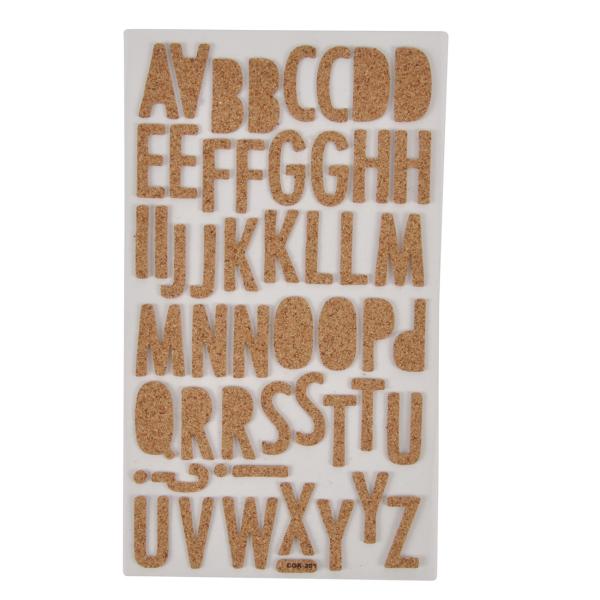 Buchstaben Aufkleber aus Kork - Selbstklebend für Dekoration & Beschriftung auf allen glatten Oberflächen - 2,7x1,6cm Braun - Ideal zum Basteln