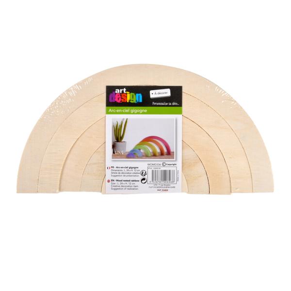 Holzdeko Regenbogen zum Aufstellen - 3D-Bastel-Deko für kreative Gestaltung & Bemalung - 100% naturbelassen - ideal als Geschenk - 24x12x2cm