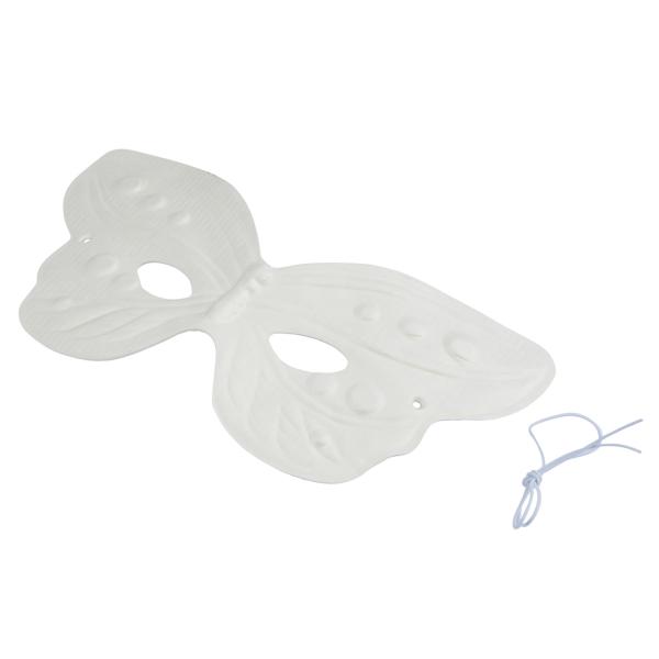 Schmetterlings-Maske weiss - Dekorationsmaske mit Band - Ideal für Fasnacht & ganzjährige Wohnraumdeko - Papier/Karton 16,5x24x5cm - Zum Bemalen/Verzieren