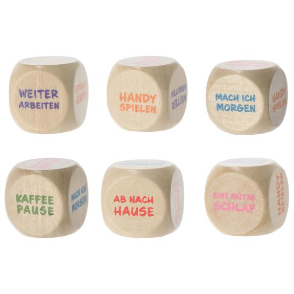 Entscheidungswürfel Job - Holzwürfel für das Büro - Zufallswürfel - lustiges Geschenk für Kollegen - 3x3x3 cm