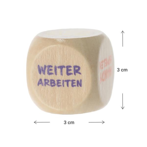 Entscheidungswürfel Job - Holzwürfel für das Büro - Zufallswürfel - lustiges Geschenk für Kollegen - 3x3x3 cm