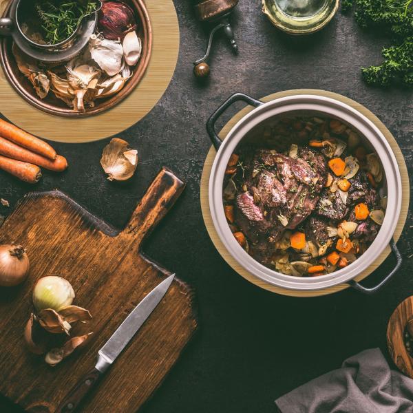 Bambus Untersetzer 4er Set rund - Topfuntersetzer mit Gitter-Optik für effektiven Hitzeschutz - Ø 20 cm - robust & leicht abwischbar