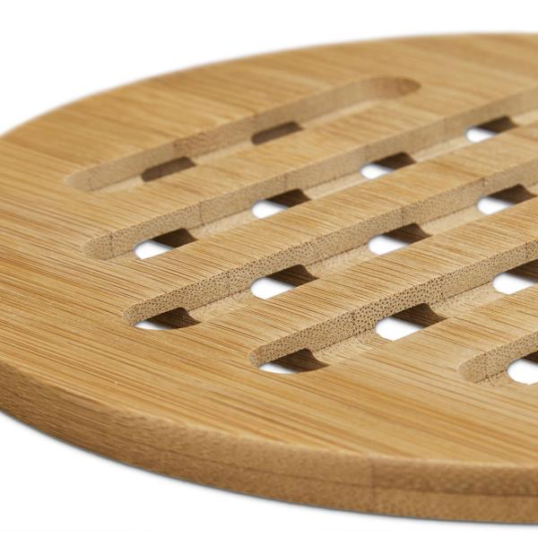 Bambus Untersetzer 4er Set rund - Topfuntersetzer mit Gitter-Optik für effektiven Hitzeschutz - Ø 20 cm - robust & leicht abwischbar