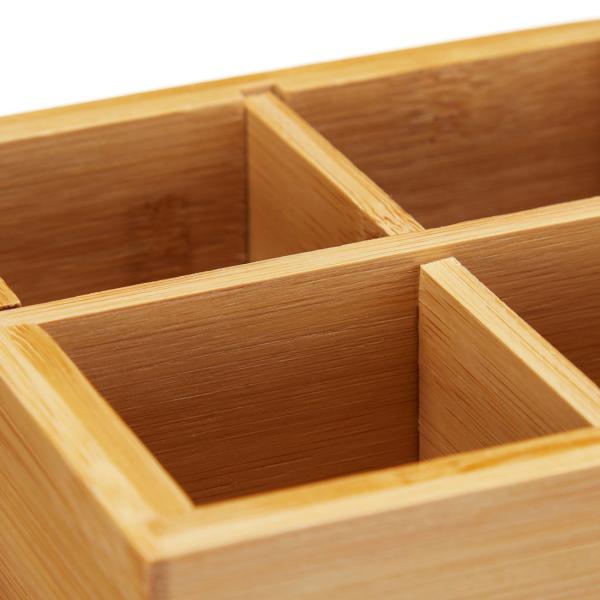 Besteckständer aus Bambus - Küchenutensilienhalter & Stiftebox - Nachhaltig - Trennwände herausnehmbar - 14,5x13,5x13,5 cm