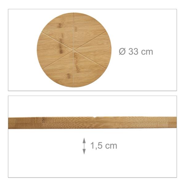 Pizzateller aus Bambus - Rundes Pizzabrett mit Schneiderillen & Griff - Lebensmittelecht - Schnittfest - Ø 33cm - Umweltfreundlich & Unikat