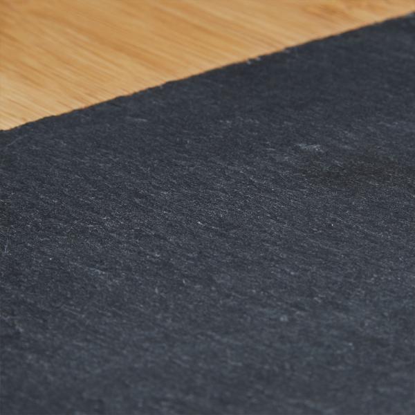 Schneidebrett Bambus mit Griff & Schiefereinsatz - Servierplatte für Sushi, Tapas, Käse, Desserts - Robust, hygienisch, 30.6x25x2cm