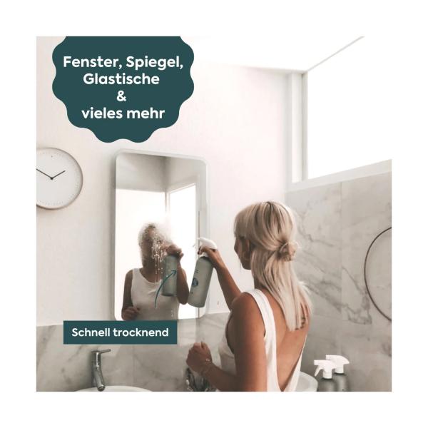 Klaeny Sprühflasche Glasreiniger - 100% recycelter Kunststoff - Wiederverwendbar, ergonomisch & umweltfreundlich - Reduziert Plastikmüll 500ml
