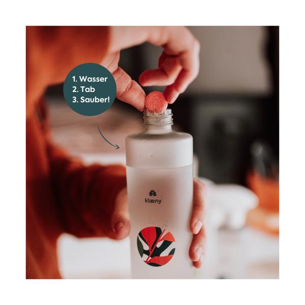 Klaeny Spülmittel Sprühflasche - 100% recycelter Kunststoff - 500ml - Ergonomisch, nachhaltig, wiederverwendbar - Für Reinigungstabs