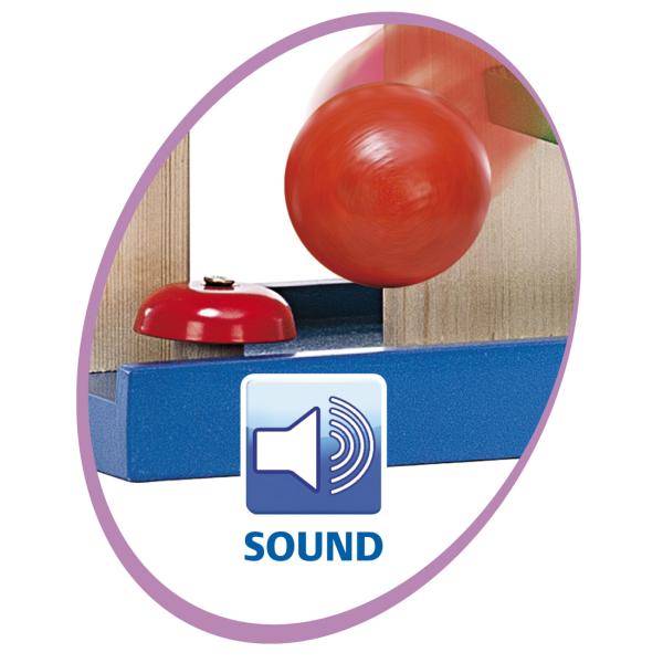 Kugelbahn aus Lindenholz 4-teilig - Lernspielzeug ab 1 Jahr mit 3 bunten Kugeln & Glocke - 25x12x34cm - Fördert Motorik - Vegan