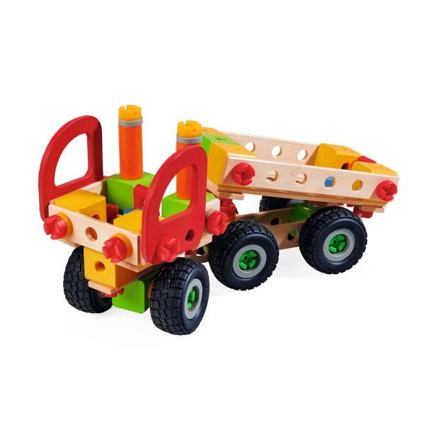 LKW Constructor aus Holz, Konstruktionsspielzeug, LKW, Pick-Up, Kipper, Lieferwagen