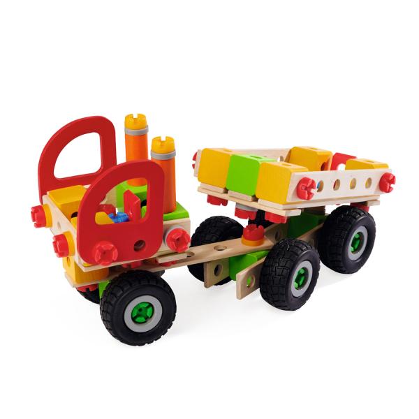 LKW Constructor aus Holz, Konstruktionsspielzeug, LKW, Pick-Up, Kipper, Lieferwagen