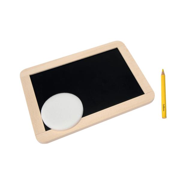 Kreidetafel Kinder - Beidseitig beschreibbar mit Stift & Schwamm für Kreativität & Lernen - Buchenholz 20x30x3cm - Ideal für unterwegs & Zuhause