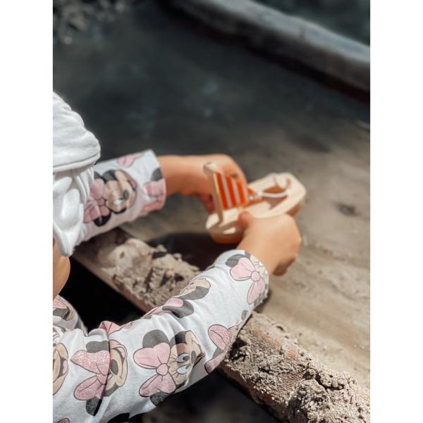 Badeboote 2er-Set - Wasserspielzeug aus Kiefern- & Birkenholz - Mit Segel & Seil - Für Badewanne, Planschbecken & Schwimmbad - L: 22,6 cm