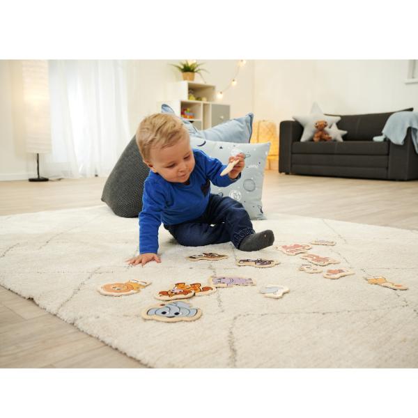 Tierpuzzle Kleinkinder-Lernspiel - 16-teiliges FSC-Holz-Puzzle mit 8 Tiermotiven - Fördert Motorik & Lernzusammenhänge - Ab 1 Jahr - 15x15 cm