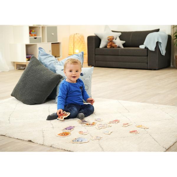 Tierpuzzle Kleinkinder-Lernspiel - 16-teiliges FSC-Holz-Puzzle mit 8 Tiermotiven - Fördert Motorik & Lernzusammenhänge - Ab 1 Jahr - 15x15 cm