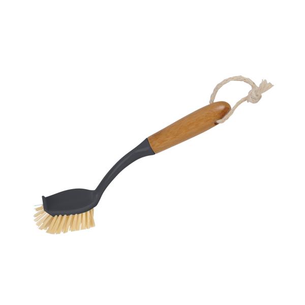 Spülbürste mit Bambusgriff - Stabile Küchenbürste für Geschirr & Saftrillen - Ergonomisch geformt, mit Aufhängeschnur - Kunststoff-Kopf, 27 cm