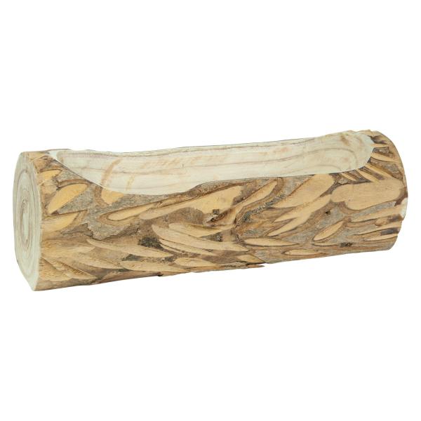 Paulownia Holz Dekoschale aus einem Stück gefertigt - Natur Holzschale mit Naturrand & einzigartiger Maserung - 35x10x12 cm - Ideal zum Bepflanzen