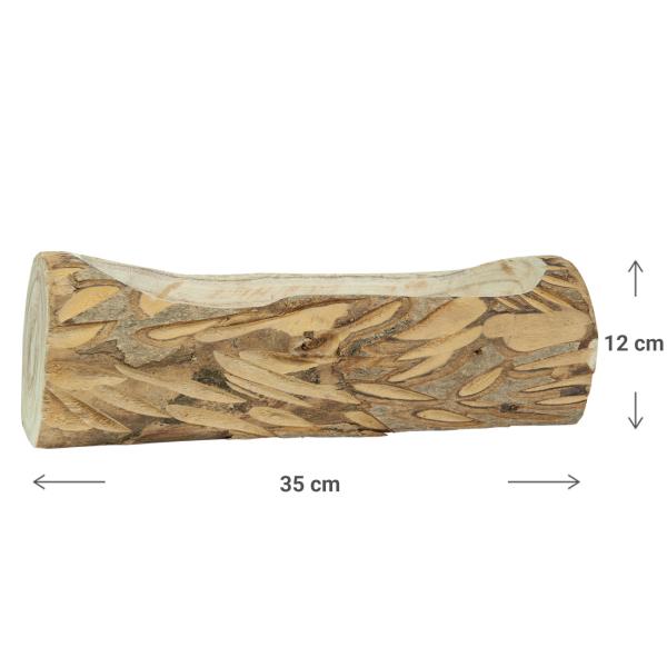 Paulownia Holz Dekoschale aus einem Stück gefertigt - Natur Holzschale mit Naturrand & einzigartiger Maserung - 35x10x12 cm - Ideal zum Bepflanzen