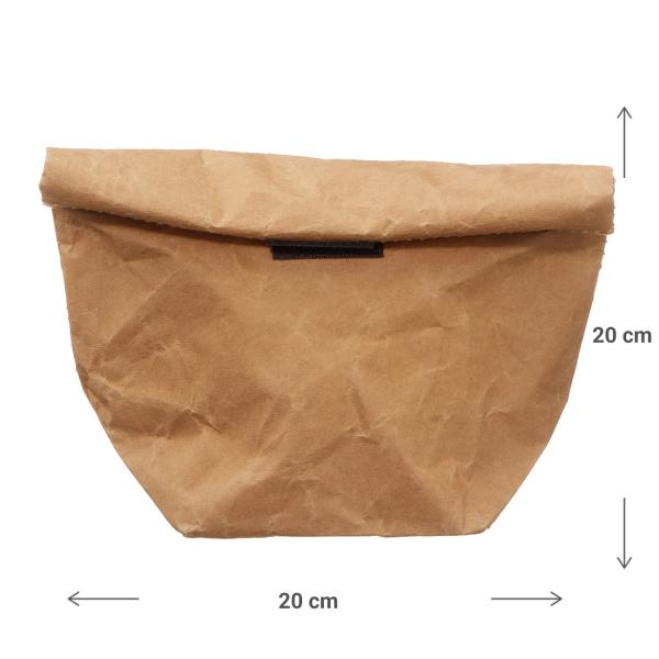 Aufbewahrungsbeutel Kraftpapier – Wasserfest & Reissfest mit Klettverschluss – Ideal für Notizbücher Stifte Snacks – Braun 20x20x9cm