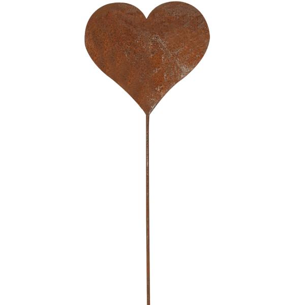 Gartenstecker Herz Rostoptik - Beetstecker für Kübel & Kästen - 35 cm hoch - Dekoration aus Zink, rotbraun, pflegeleicht, schnell gesteckt - Geschenkidee