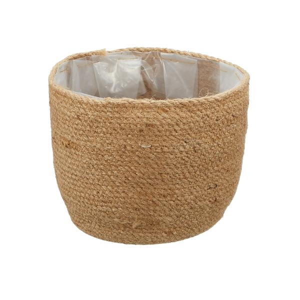 Hanf Korb-Set - 2 runde Pflanzkörbe mit Innenfolie, braun, stapelbar für Innen- & Aussenbereich - 20x13cm & 23x17cm – vielseitige Aufbewahrung & Deko
