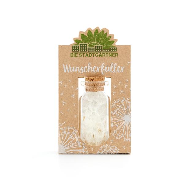Wunscherfüller Glas mit Korkverschluss - Natürliche Pusteblume, handgefertigt in Deutschland - Ideales Geschenk Hochzeit, Geburtstag, Taufe - Ø2.1x5.2cm